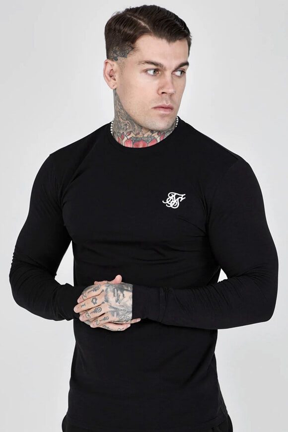 Siksilk Essentials Langarmshirt - Black S Herren