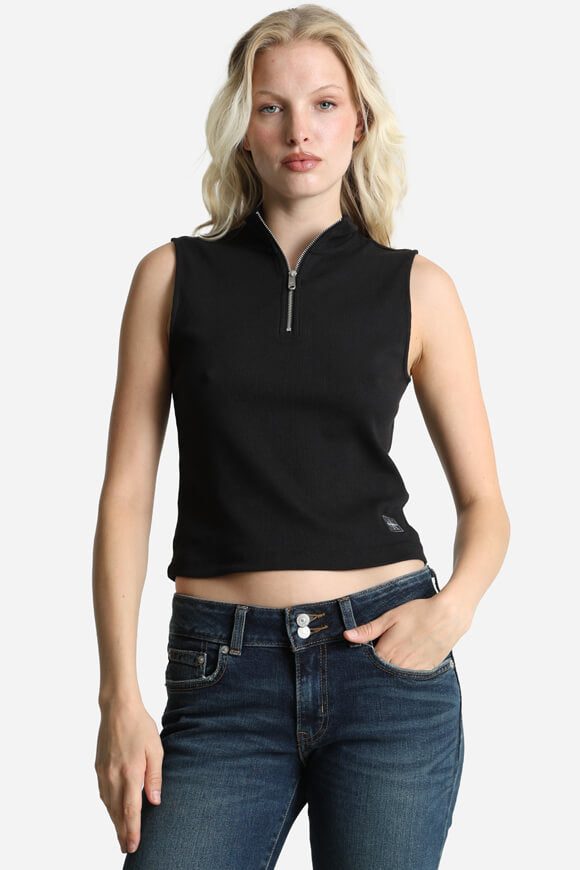 Calvin Klein Jeans Geripptes Crop Top - Black M Damen