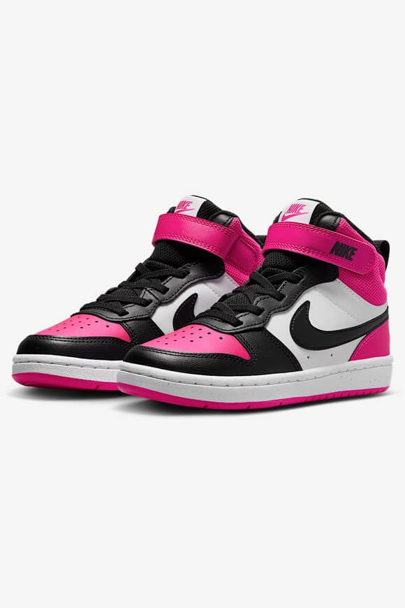 Nike Court Borough 2 Kids Sneaker - White + Black + Fierce Pink EU31