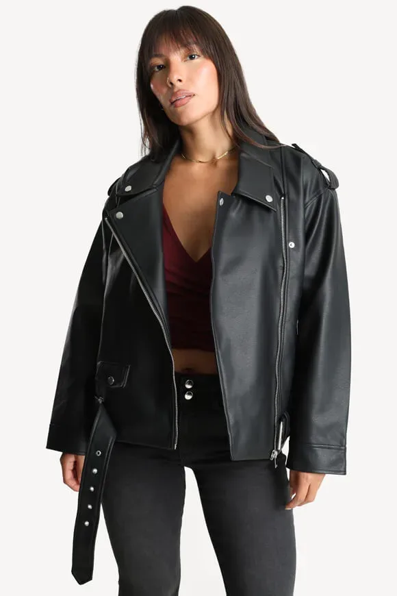 Only NMPAULINA Kunstleder Bikerjacke - Black M Damen