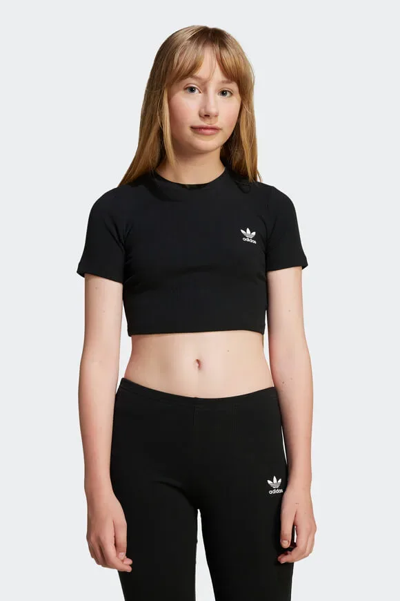 Adidas Originals Geripptes Crop T-Shirt - Black 146 Kids