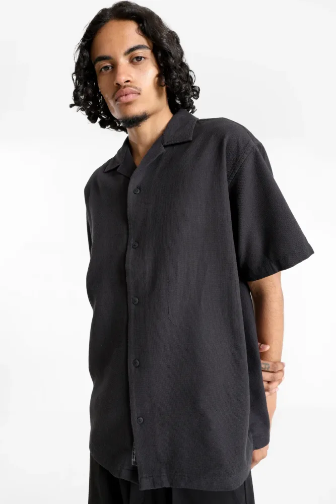 Jack & Jones JJGLOBAL Hemd aus Waffelstoff - Black M Herren