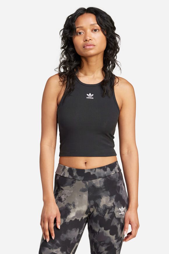 Adidas Originals Geripptes Crop Tanktop - Black M Damen