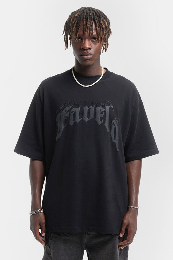 Favela Aves Rhinestone Oversize T-Shirt - Black S Herren