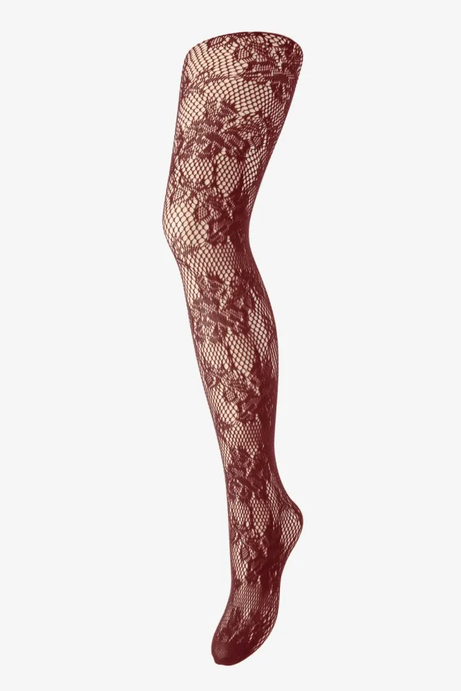 Pieces PCRANE JACQUARD Netz Strumpfhose  - Tawny Port Einheitsgroesse Damen
