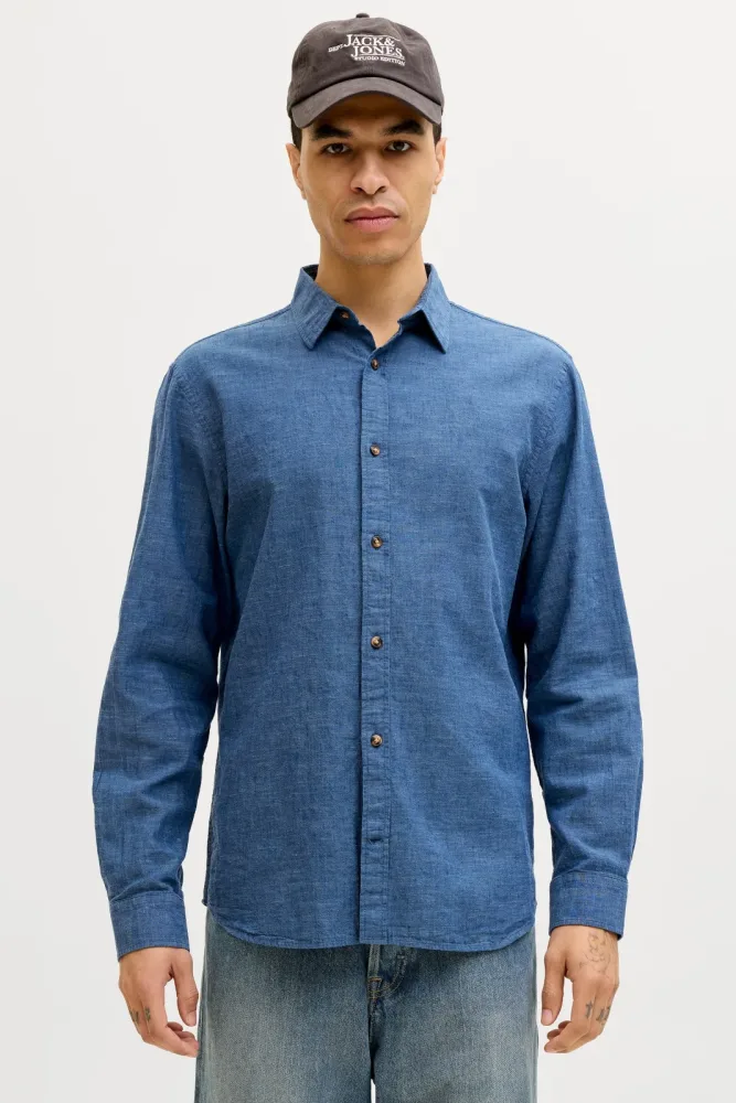Jack & Jones JJESUMMER Leinenhemd - Navy Blazer S Herren
