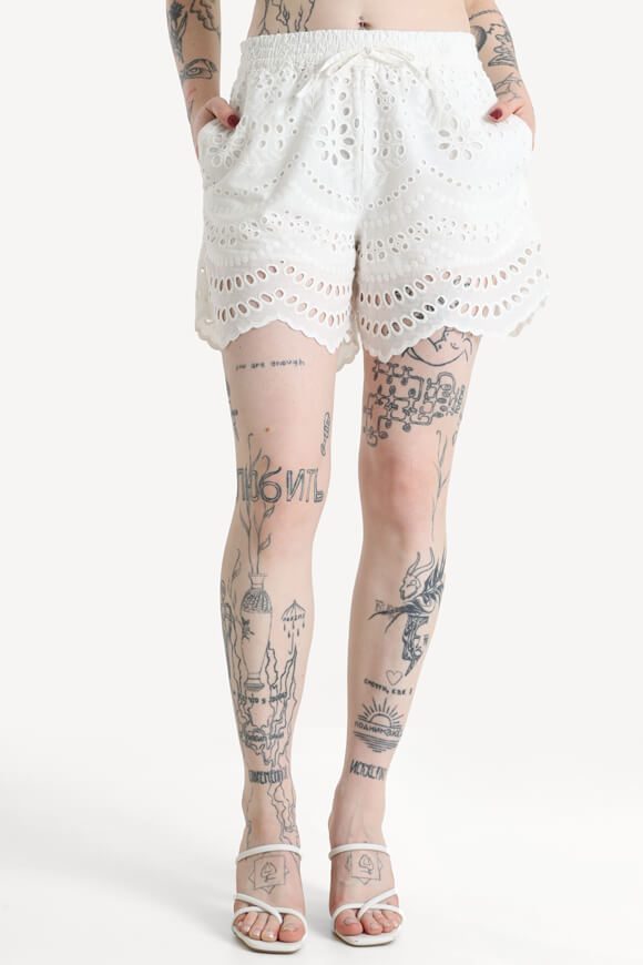 Only ONLKIM Stoffshorts mit Lochmuster - Cloud Dancer XS Damen