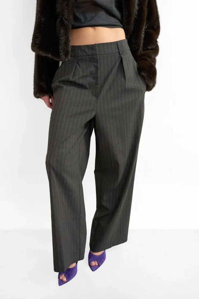 TOPSHOP TSTASCHA Stoffhose - Chocolate Brown + Black 34 Damen