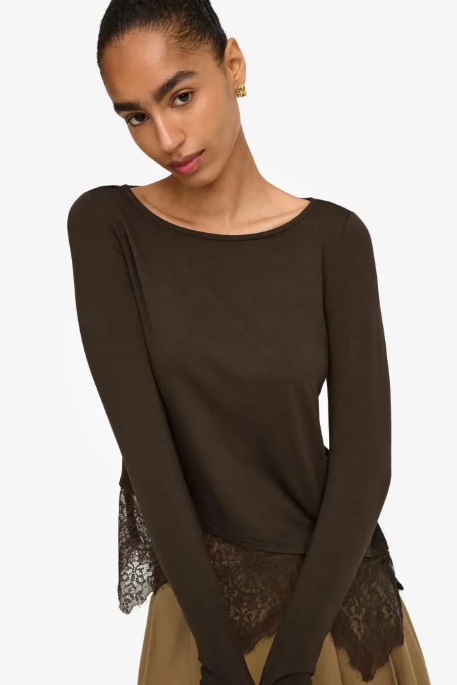 Only ONLLAILA Langarmshirt - Coffee Bean M Damen