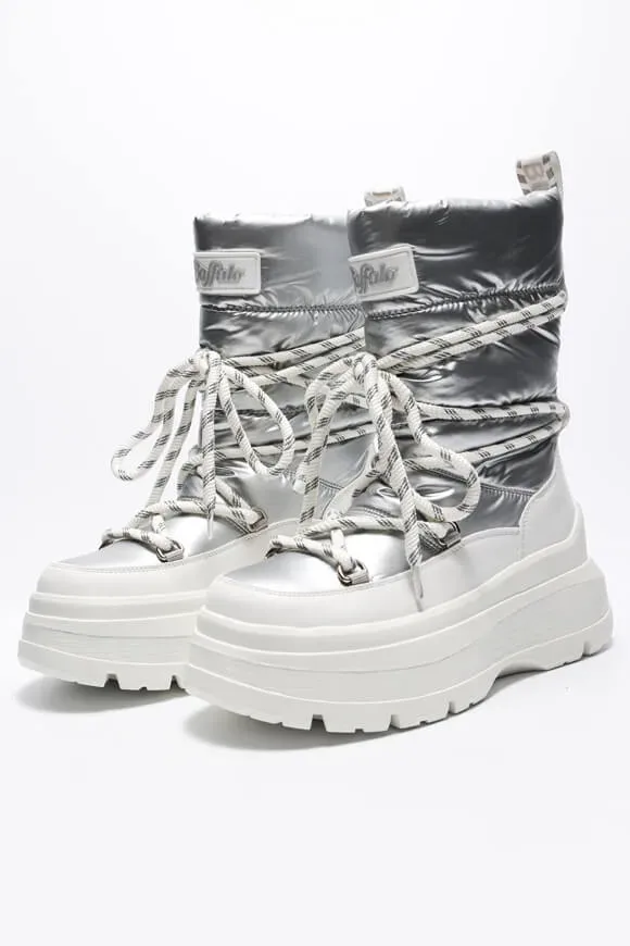 Buffalo Olympia Puffer Schneestiefelette - White + Silver EU37 Damen