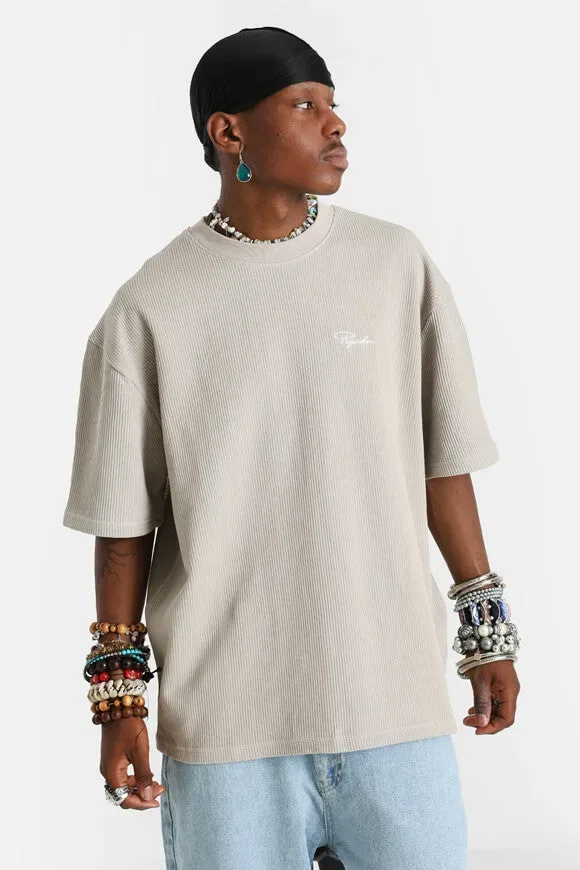 Pegador Geripptes Oversize T-Shirt - Washed Dark Stone M Herren