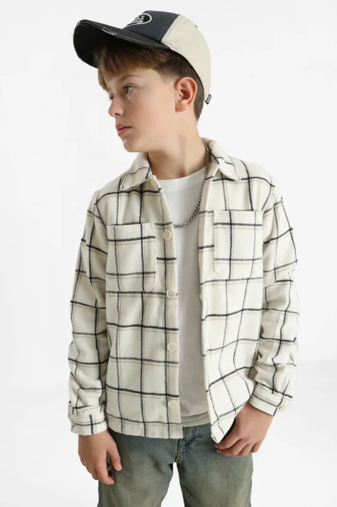 Jack & Jones Junior JORINWOOD Overshirt - Cloud Dancer 152 Kids