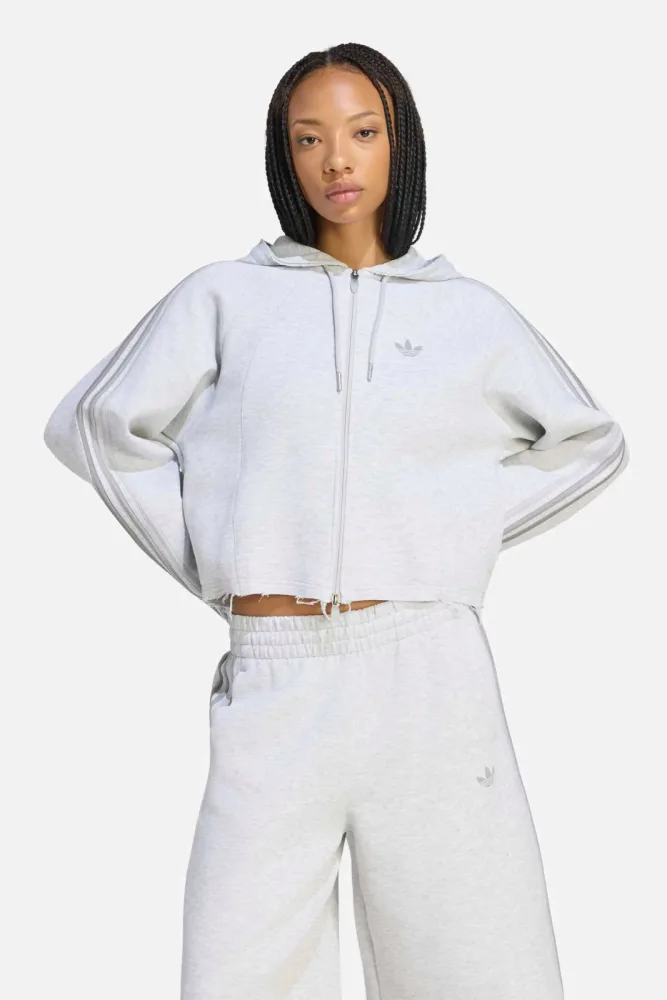 Adidas Originals Oversize Kapuzensweatjacke - Light Grey Heather S Damen