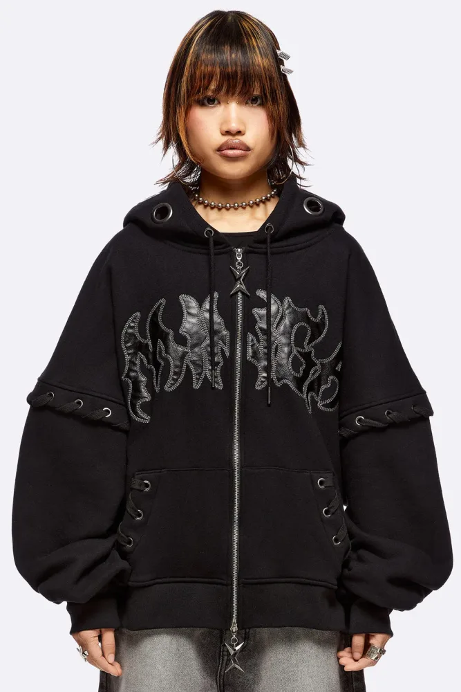 Minga London Threadeye Oversize Kapuzensweatjacke - Black L/XL Damen