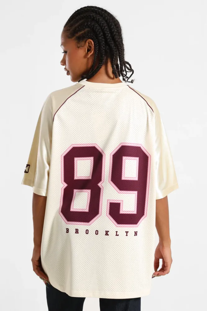 Karl Kani Oversize Mesh T-Shirt - Vanilla + Berry + Pink M Damen