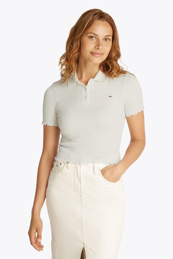 Tommy Jeans Gesmoktes Crop T-Shirt - Offwhite S Damen