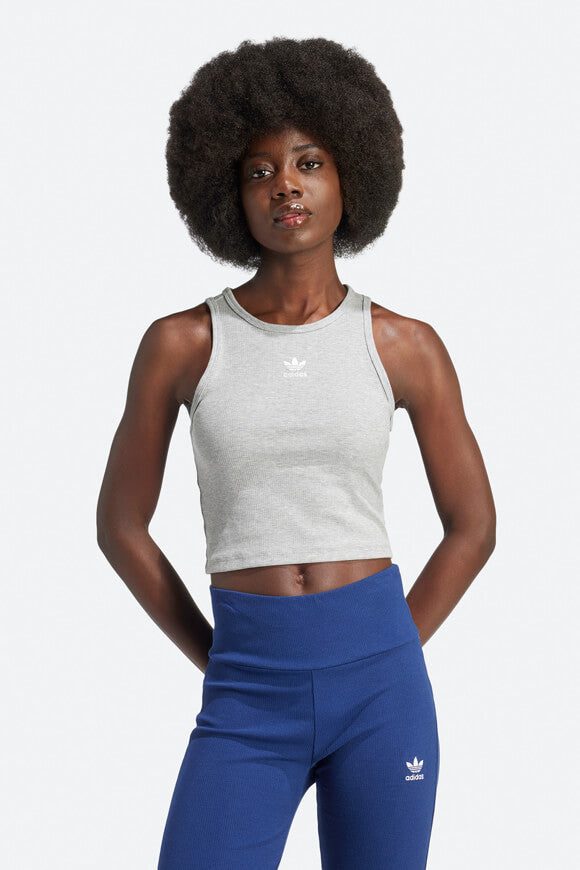 Adidas Originals Geripptes Crop Tanktop - Medium Grey Heather XS Damen