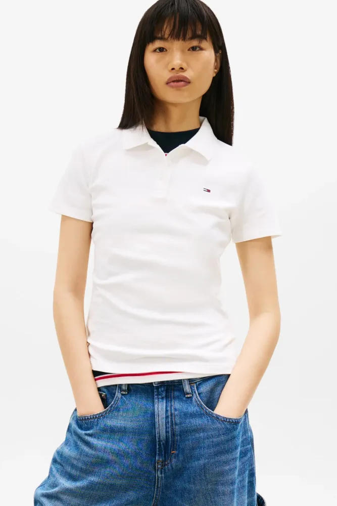 Tommy Jeans Poloshirt - Offwhite S Damen