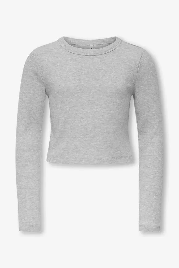 Only KOGBINA Geripptes Langarmshirt - Light Grey Melange 134-140 Kids