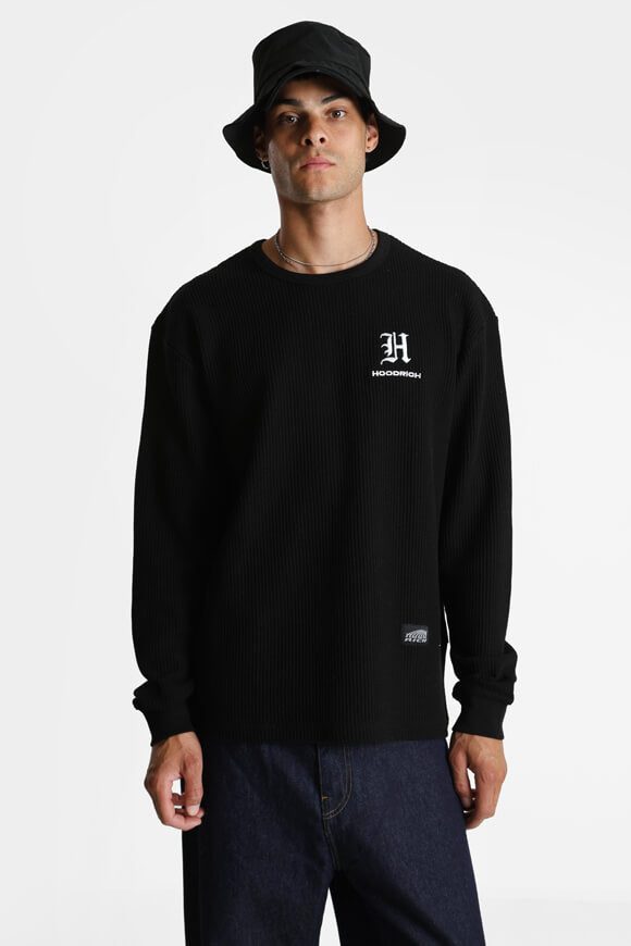 Hoodrich Langarmshirt aus Waffelstoff - Black M Herren