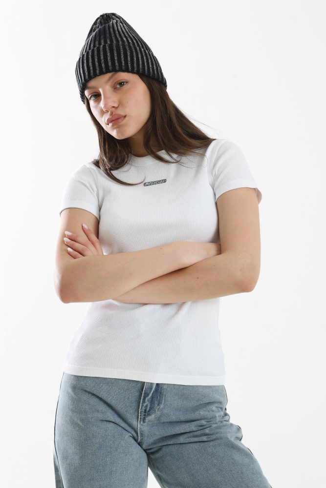 Lacoste Geripptes T-Shirt - White 32 Damen