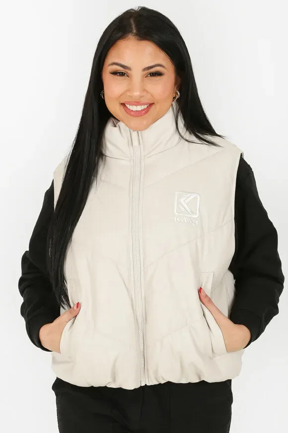Karl Kani Kunstleder Gilet - Light Sand XS Damen