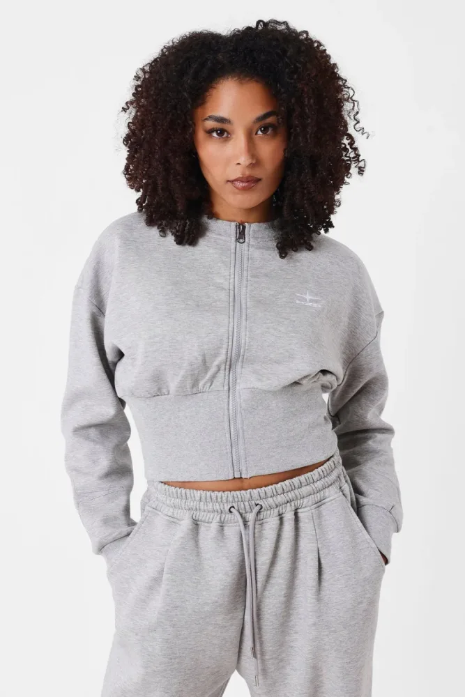Project X Paris Crop Trainingsjacke - Light Grey Heather M Damen