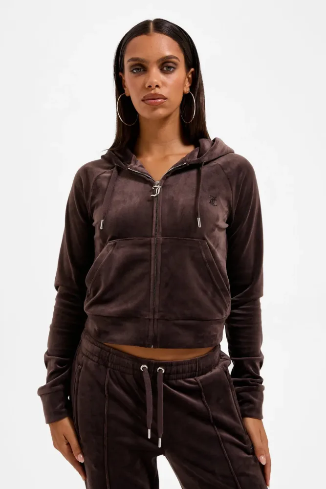 Juicy Couture Madison Samt Crop Jacke - Java XS Damen