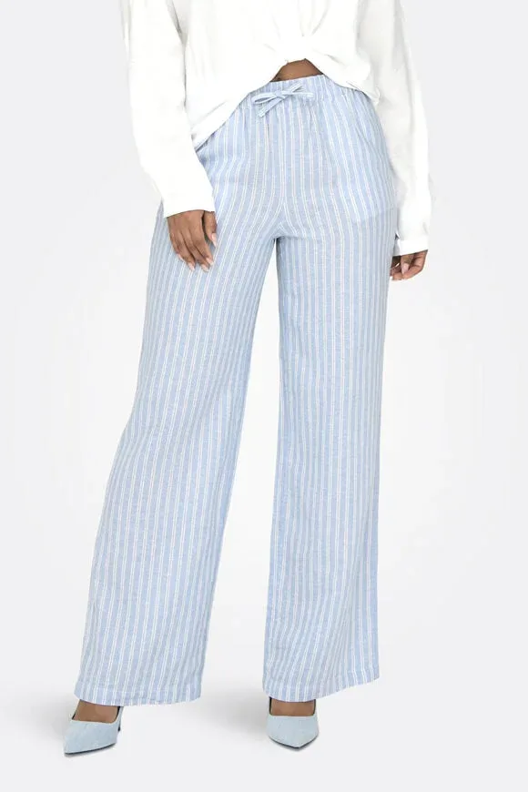 Only Caro Leinenhose - Blissful Blue + Cloud Dancer M Damen
