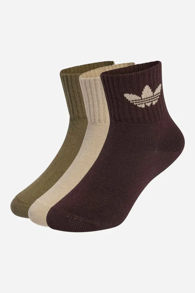 Adidas Originals Dreierpack Socken - Stone Khaki + Olive Strata + Aurora Coffee EU31-33 Kids