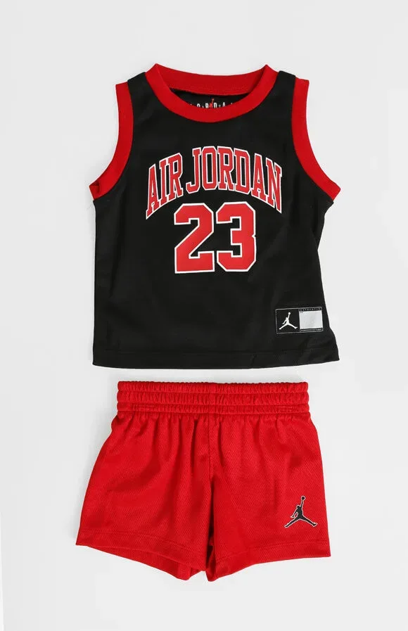 Jordan Air Mesh Baby-Set - Black + Gym Red 24m