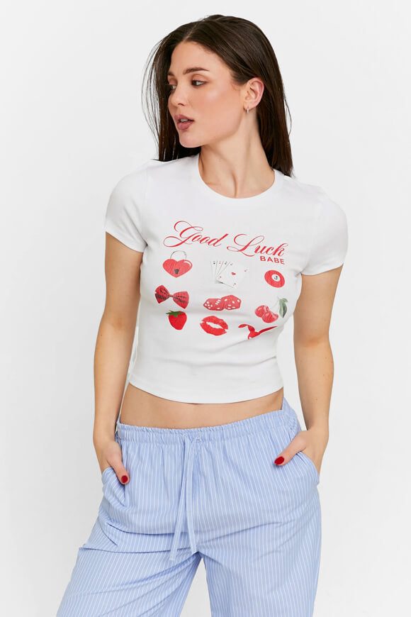 Tally Weijl Crop T-Shirt - White M Damen
