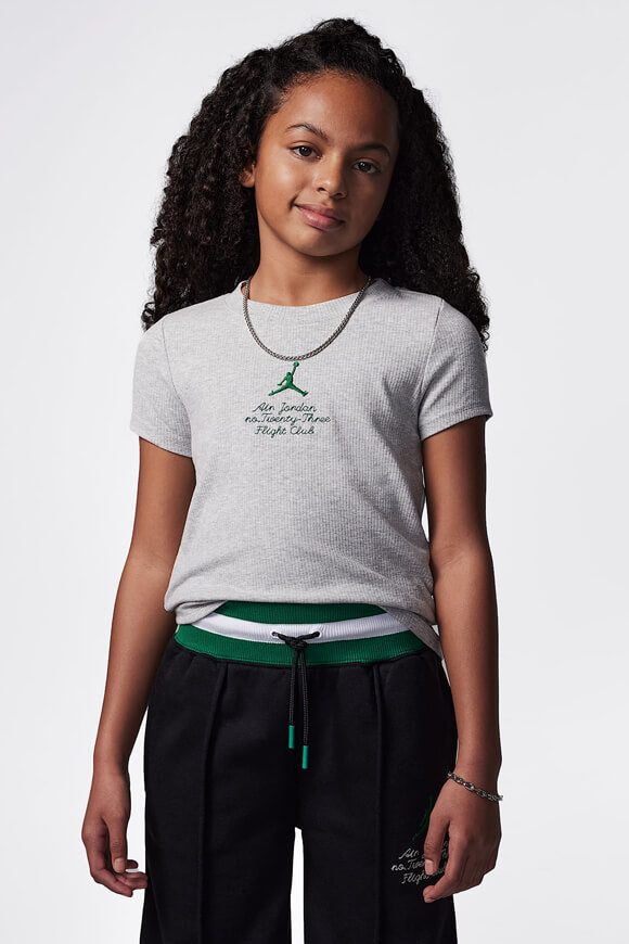 Jordan Geripptes T-Shirt - Light Grey Heather S Kids