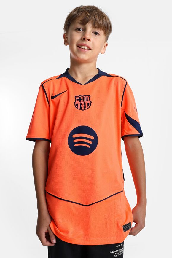 Nike FC Barcelona Mesh T-Shirt - Bright Mango + Midnight Navy L Kids