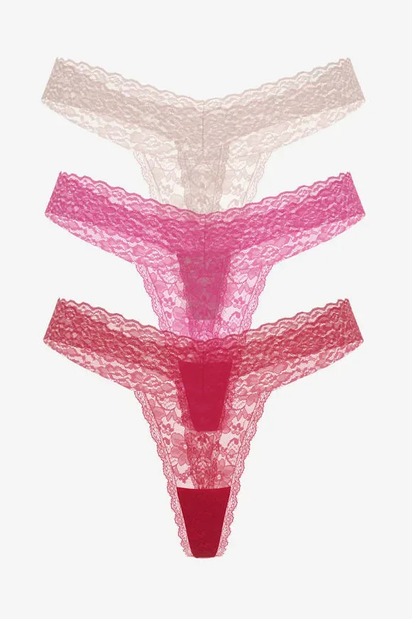 Guess Dreierpack Strings - Light Rose + Pink + Red S Damen