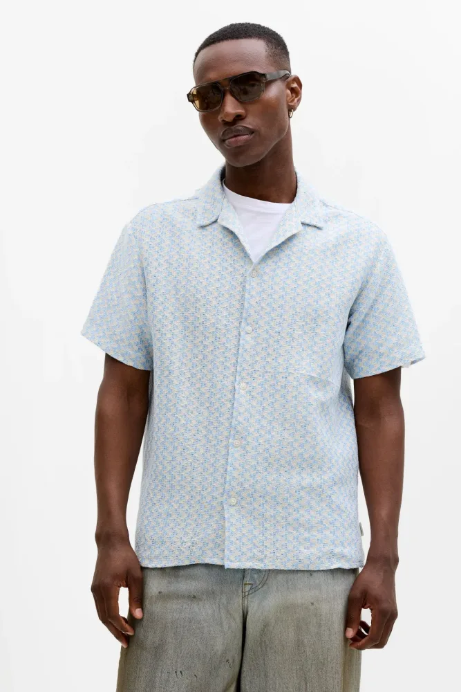 Jack & Jones JORMONTAUK Häkelhemd - Cashmere Blue M Herren