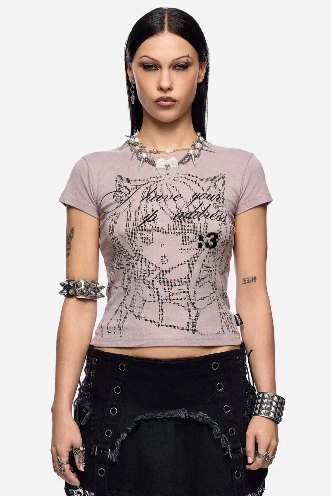 Minga London IP Adress Crop T-Shirt - Dusky Pink XS Damen