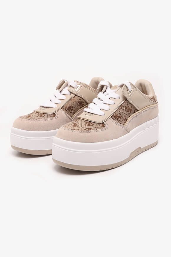 Guess Ridgee Plateau Sneaker - Beige + Brown EU37 Damen