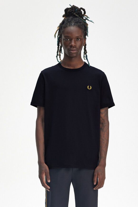 Fred Perry Ringer T-Shirt - Navy S Herren