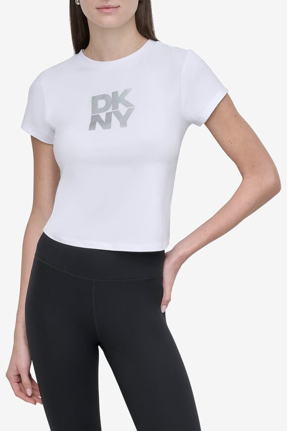 DKNY Crop T-Shirt - White + Silver M Damen