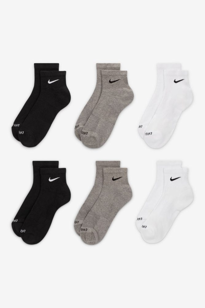 Nike Sechserpack Socken - White + Grey Heather + Black EU42-46