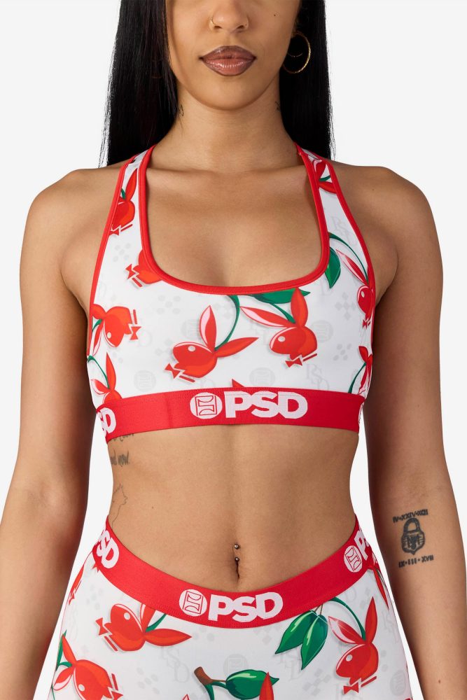 PSD Underwear Sport-Bralette - White + Red S Damen