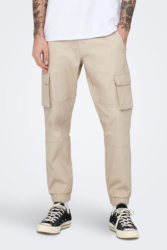 Only & Sons Cam Stage Cuff Cargohose L32 - Silver Lining 28/32 Herren