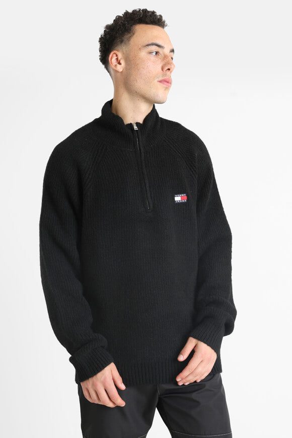 Tommy Jeans Raglan Badge Strickpullover - Black L Herren
