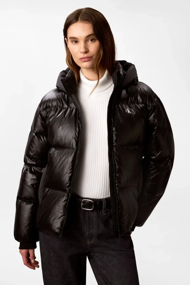 Calvin Klein Jeans Puffer Daunenjacke in Glanz-Optik - Black M Damen
