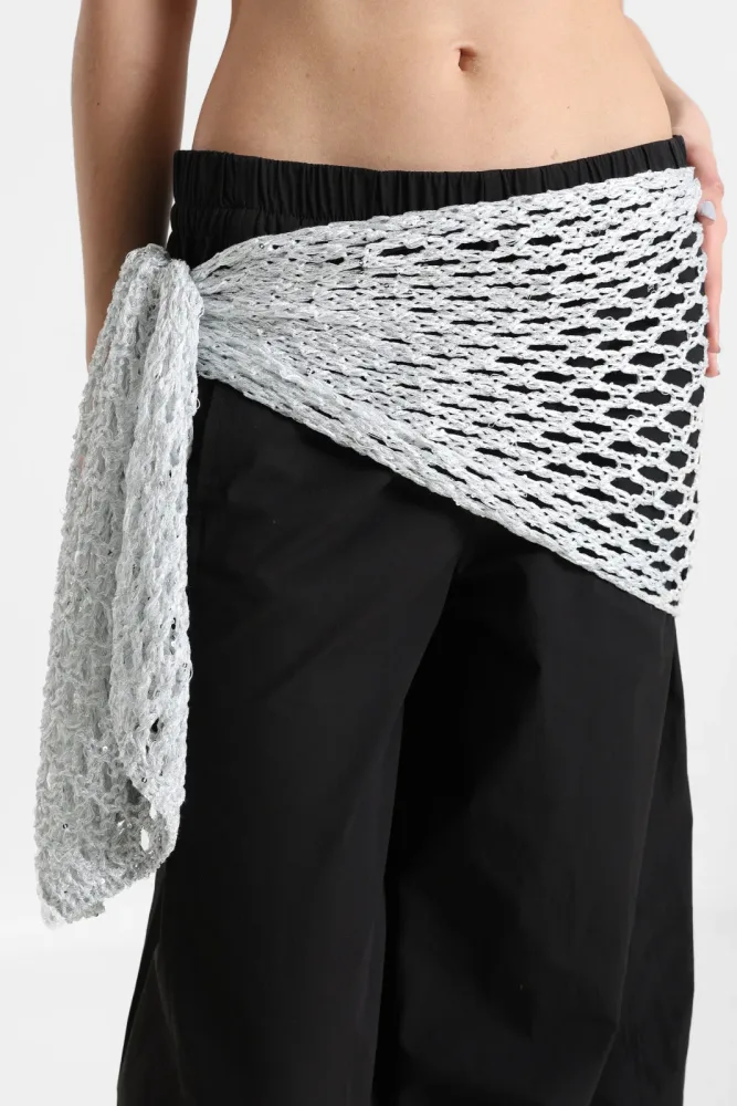 My Accessories London Häkeltuch / Foulard mit Strass - Silver Einheitsgroesse Damen