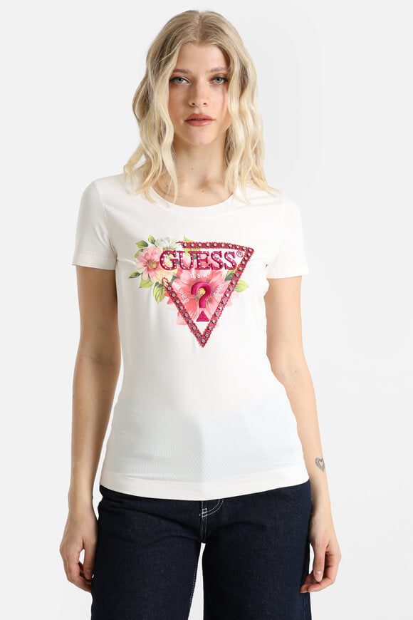 Guess T-Shirt - Cream White M Damen