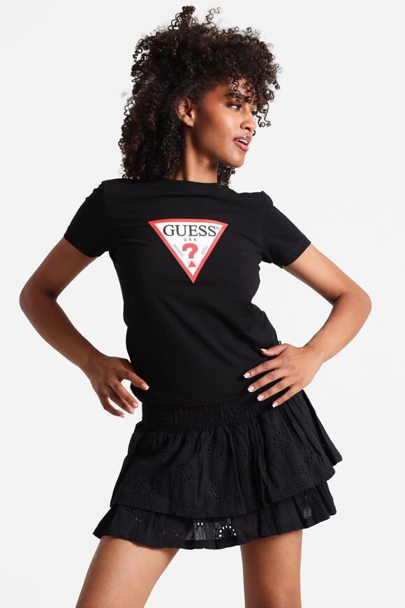 Guess Slim Iconic T-Shirt - Jet Black M Damen
