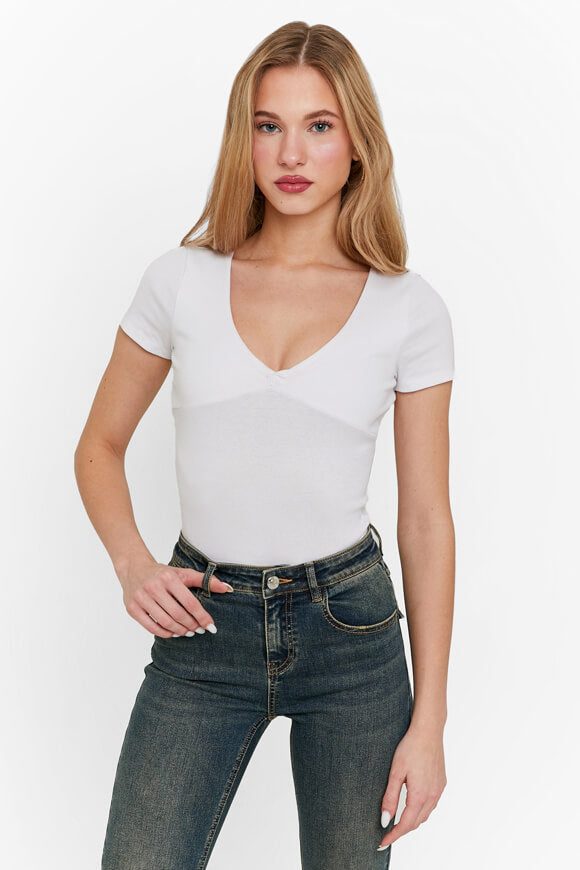 Tally Weijl Geripptes Crop T-Shirt - White XS Damen