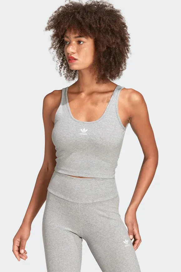 Adidas Originals Geripptes Crop Top - Medium Grau meliert 34 Damen